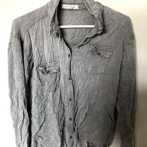 Acid Wash Grey Button Down